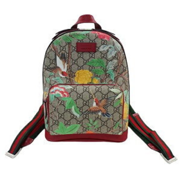 GUCCI bag backpack GG Supreme Tian Bird Multi Red Sherry - Picture 1 of 15